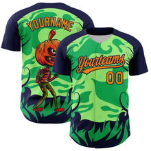 Загрузить изображение в средство просмотра галереи, Custom Neon Green Bay Orange-Navy 3D Halloween Authentic Baseball Jersey
