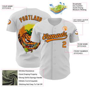 Custom White Bay Orange-Black 3D Halloween Authentic Baseball Jersey