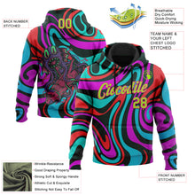 Загрузить изображение в средство просмотра галереи, Custom Stitched Black Neon Green-Hot Pink 3D Halloween Fluid Sports Pullover Sweatshirt Hoodie
