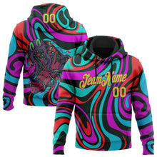 Загрузить изображение в средство просмотра галереи, Custom Stitched Black Neon Green-Hot Pink 3D Halloween Fluid Sports Pullover Sweatshirt Hoodie
