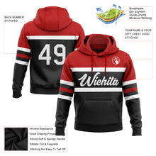 Laden Sie das Bild in den Galerie-Viewer, Custom Stitched Black White-Red Line Sports Pullover Sweatshirt Hoodie
