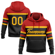 Загрузить изображение в средство просмотра галереи, Custom Stitched Black Gold-Red Line Sports Pullover Sweatshirt Hoodie
