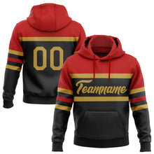 Загрузить изображение в средство просмотра галереи, Custom Stitched Black Old Gold-Red Line Sports Pullover Sweatshirt Hoodie
