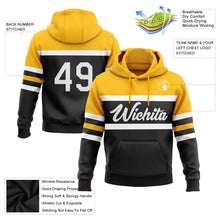 Загрузить изображение в средство просмотра галереи, Custom Stitched Black White-Gold Line Sports Pullover Sweatshirt Hoodie
