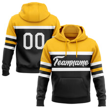 Загрузить изображение в средство просмотра галереи, Custom Stitched Black White-Gold Line Sports Pullover Sweatshirt Hoodie
