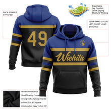 Load image into Gallery viewer, Custom Stitched Black Old Gold-Royal Line Sports Pullover Sweatshirt Hoodie
