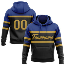 Загрузить изображение в средство просмотра галереи, Custom Stitched Black Old Gold-Royal Line Sports Pullover Sweatshirt Hoodie
