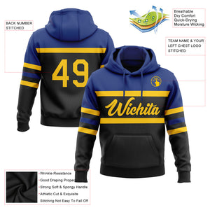 Custom Stitched Black Yellow-Royal Line Sports Pullover Sweatshirt Hoodie