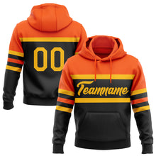 Load image into Gallery viewer, Custom Stitched Black Gold-Orange Line Sports Pullover Sweatshirt Hoodie
