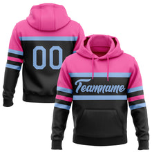 Загрузить изображение в средство просмотра галереи, Custom Stitched Black Light Blue-Pink Line Sports Pullover Sweatshirt Hoodie
