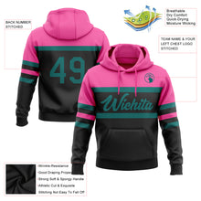 Load image into Gallery viewer, Custom Stitched Black Teal-Pink Line Sports Pullover Sweatshirt Hoodie
