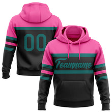 Загрузить изображение в средство просмотра галереи, Custom Stitched Black Teal-Pink Line Sports Pullover Sweatshirt Hoodie
