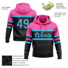 Charger l&#39;image dans la galerie, Custom Stitched Black Sky Blue-Pink Line Sports Pullover Sweatshirt Hoodie
