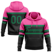 Laden Sie das Bild in den Galerie-Viewer, Custom Stitched Black Kelly Green-Pink Line Sports Pullover Sweatshirt Hoodie
