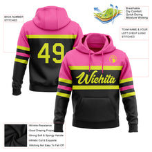 Загрузить изображение в средство просмотра галереи, Custom Stitched Black Neon Yellow-Pink Line Sports Pullover Sweatshirt Hoodie
