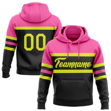 Загрузить изображение в средство просмотра галереи, Custom Stitched Black Neon Yellow-Pink Line Sports Pullover Sweatshirt Hoodie
