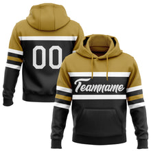 Загрузить изображение в средство просмотра галереи, Custom Stitched Black White-Old Gold Line Sports Pullover Sweatshirt Hoodie
