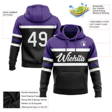 Laden Sie das Bild in den Galerie-Viewer, Custom Stitched Black White-Purple Line Sports Pullover Sweatshirt Hoodie
