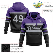 Charger l&#39;image dans la galerie, Custom Stitched Black Gray-Purple Line Sports Pullover Sweatshirt Hoodie
