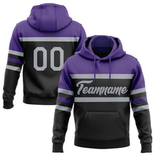 Загрузить изображение в средство просмотра галереи, Custom Stitched Black Gray-Purple Line Sports Pullover Sweatshirt Hoodie
