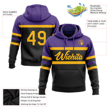 Загрузить изображение в средство просмотра галереи, Custom Stitched Black Gold-Purple Line Sports Pullover Sweatshirt Hoodie
