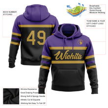 Загрузить изображение в средство просмотра галереи, Custom Stitched Black Old Gold-Purple Line Sports Pullover Sweatshirt Hoodie
