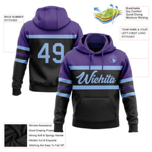 Laden Sie das Bild in den Galerie-Viewer, Custom Stitched Black Light Blue-Purple Line Sports Pullover Sweatshirt Hoodie
