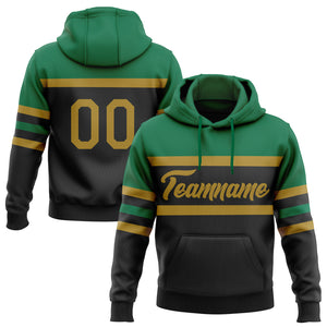 Custom Stitched Black Old Gold-Kelly Green Line Sports Pullover Sweatshirt Hoodie