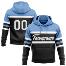 Load image into Gallery viewer, Custom Stitched Black White-Light Blue Line Sports Pullover Sweatshirt Hoodie
