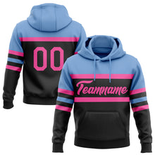 Загрузить изображение в средство просмотра галереи, Custom Stitched Black Pink-Light Blue Line Sports Pullover Sweatshirt Hoodie
