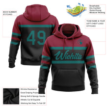 Charger l&#39;image dans la galerie, Custom Stitched Black Teal-Crimson Line Sports Pullover Sweatshirt Hoodie
