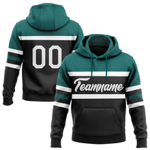 Загрузить изображение в средство просмотра галереи, Custom Stitched Black White-Teal Line Sports Pullover Sweatshirt Hoodie
