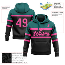 Load image into Gallery viewer, Custom Stitched Black Pink-Teal Line Sports Pullover Sweatshirt Hoodie
