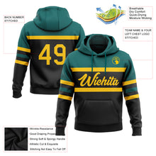 Charger l&#39;image dans la galerie, Custom Stitched Black Yellow-Teal Line Sports Pullover Sweatshirt Hoodie
