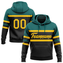 Загрузить изображение в средство просмотра галереи, Custom Stitched Black Yellow-Teal Line Sports Pullover Sweatshirt Hoodie
