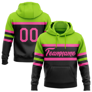 Custom Stitched Black Pink-Neon Green Line Sports Pullover Sweatshirt Hoodie