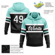 Загрузить изображение в средство просмотра галереи, Custom Stitched Black White-Ice Blue Line Sports Pullover Sweatshirt Hoodie
