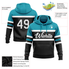 Laden Sie das Bild in den Galerie-Viewer, Custom Stitched Black White-Teal Line Sports Pullover Sweatshirt Hoodie
