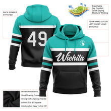 Laden Sie das Bild in den Galerie-Viewer, Custom Stitched Black White-Aqua Line Sports Pullover Sweatshirt Hoodie
