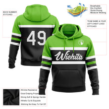 Charger l&#39;image dans la galerie, Custom Stitched Black White-Aurora Green Line Sports Pullover Sweatshirt Hoodie
