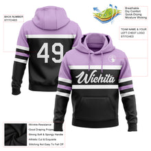 Laden Sie das Bild in den Galerie-Viewer, Custom Stitched Black White-Light Purple Line Sports Pullover Sweatshirt Hoodie
