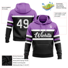 Laden Sie das Bild in den Galerie-Viewer, Custom Stitched Black White-Medium Purple Line Sports Pullover Sweatshirt Hoodie
