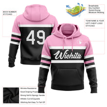 Laden Sie das Bild in den Galerie-Viewer, Custom Stitched Black White-Light Pink Line Sports Pullover Sweatshirt Hoodie
