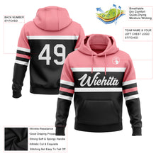 Laden Sie das Bild in den Galerie-Viewer, Custom Stitched Black White-Medium Pink Line Sports Pullover Sweatshirt Hoodie
