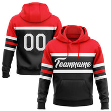 Загрузить изображение в средство просмотра галереи, Custom Stitched Black White-Fire Red Line Sports Pullover Sweatshirt Hoodie
