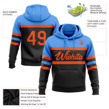 Load image into Gallery viewer, Custom Stitched Black Orange-Powder Blue Line Sports Pullover Sweatshirt Hoodie
