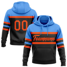 Загрузить изображение в средство просмотра галереи, Custom Stitched Black Orange-Powder Blue Line Sports Pullover Sweatshirt Hoodie
