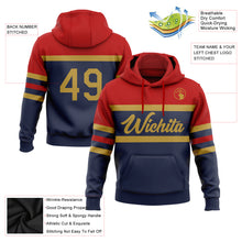 Загрузить изображение в средство просмотра галереи, Custom Stitched Navy Old Gold-Red Line Sports Pullover Sweatshirt Hoodie
