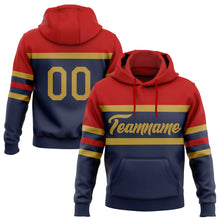 Загрузить изображение в средство просмотра галереи, Custom Stitched Navy Old Gold-Red Line Sports Pullover Sweatshirt Hoodie
