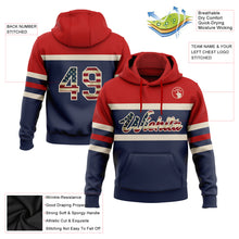 Загрузить изображение в средство просмотра галереи, Custom Stitched Navy Vintage USA Flag Cream-Red Line Sports Pullover Sweatshirt Hoodie
